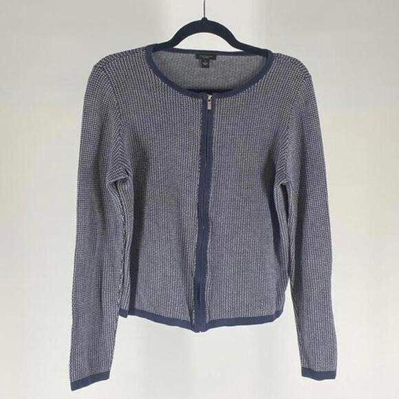 Ann Taylor Tops - Stylish Navy Striped Knit Cardigan